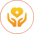 Heart and hands health care symbol.