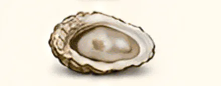 Open oyster with a visible pearl inside.